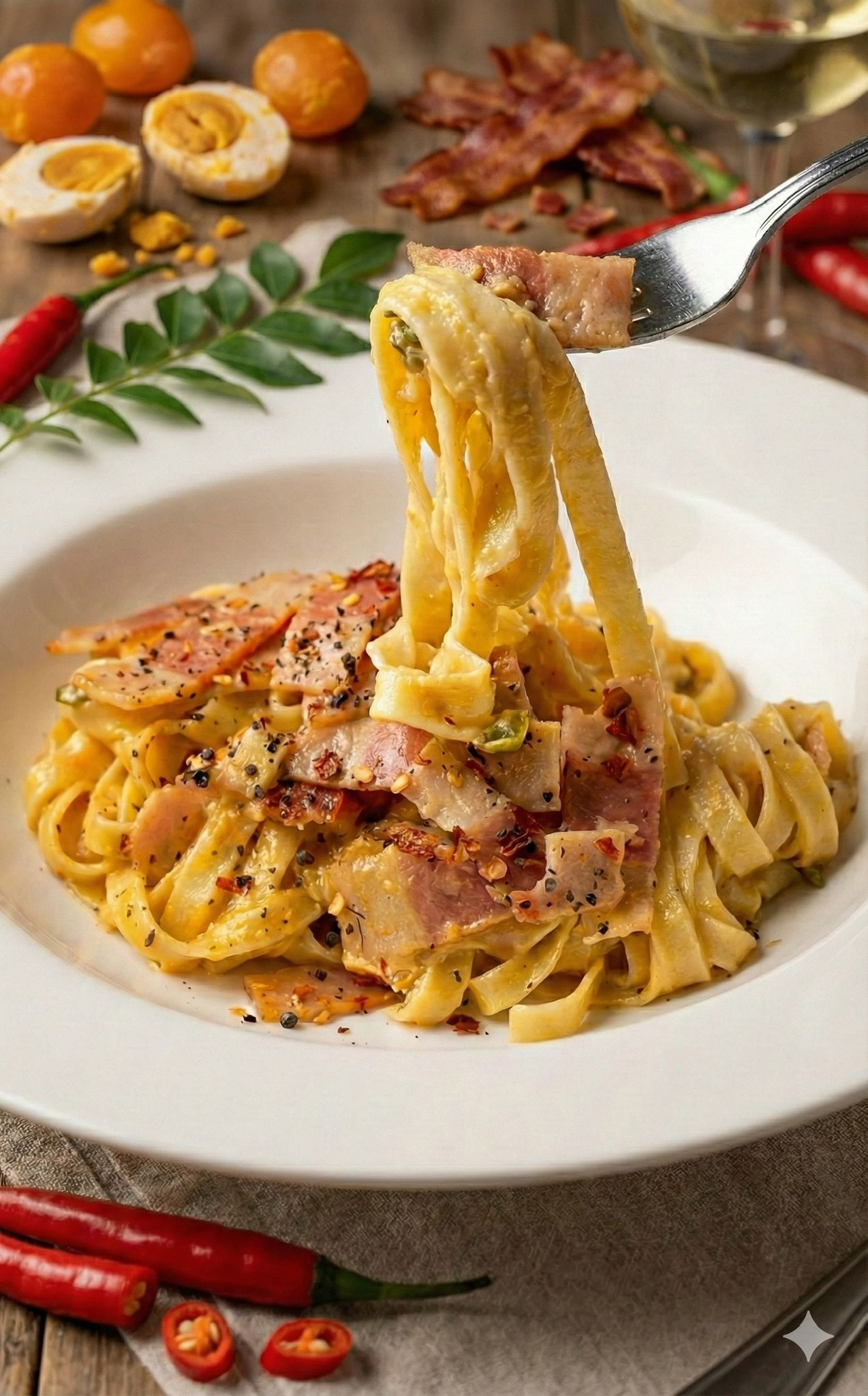 Singapore's Salted Egg Pasta with Turkey Meat