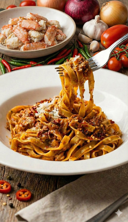 Singapore's Chilli Crab Pasta with Real Crab Meat